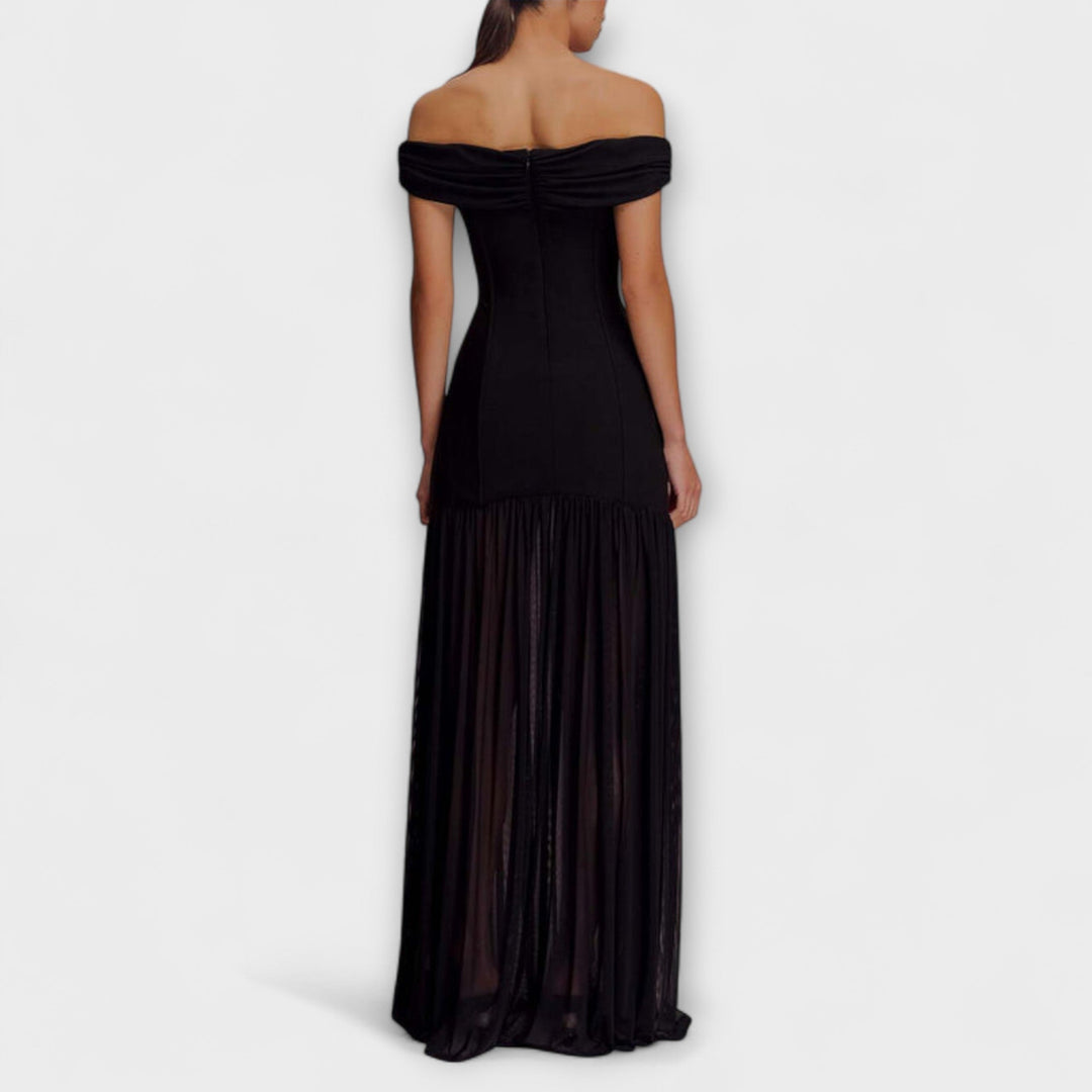 Maelie - Elegant Strapless Maxi Bodycon Dress with Floral Decorations