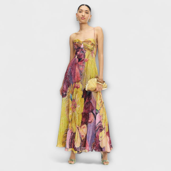 Kiara| Maxi Dress with a Bright Ikat Pattern