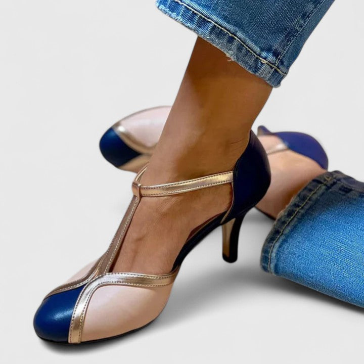 Susan | Denim All-Day Comfort T-Strap Heels — view 2