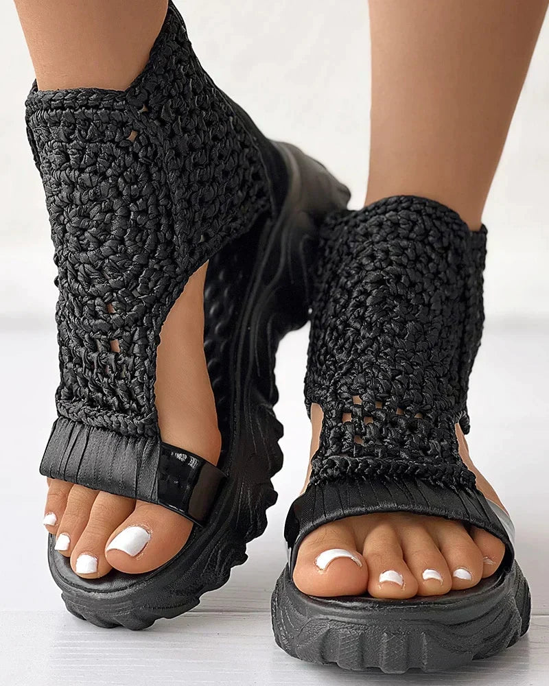 Jade | Black Mesh Sport Sandals