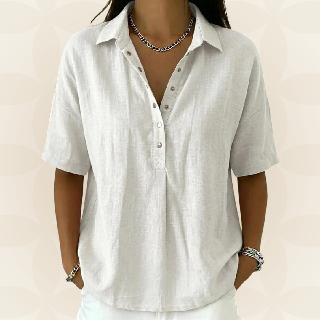 Guinevere | White The Collared Button Blouse
