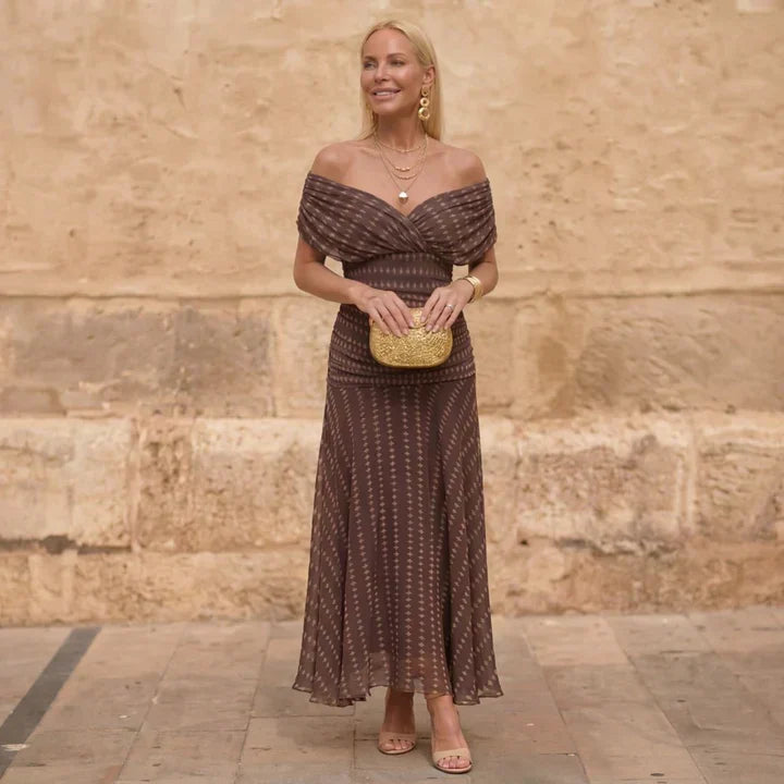 Sienna | Brown Off-Shoulder Dress