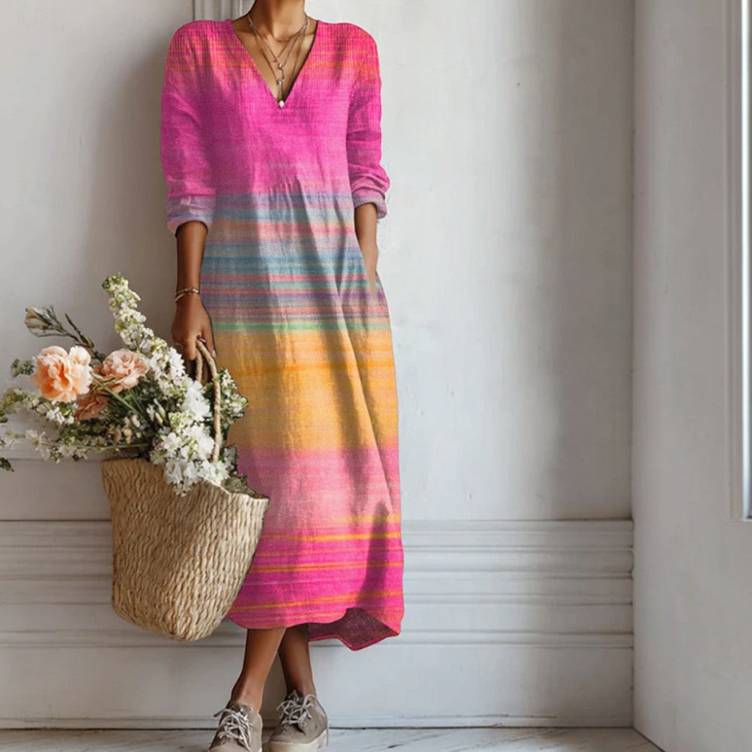 Sabine | Terracotta Tiered Boho Midi Dress