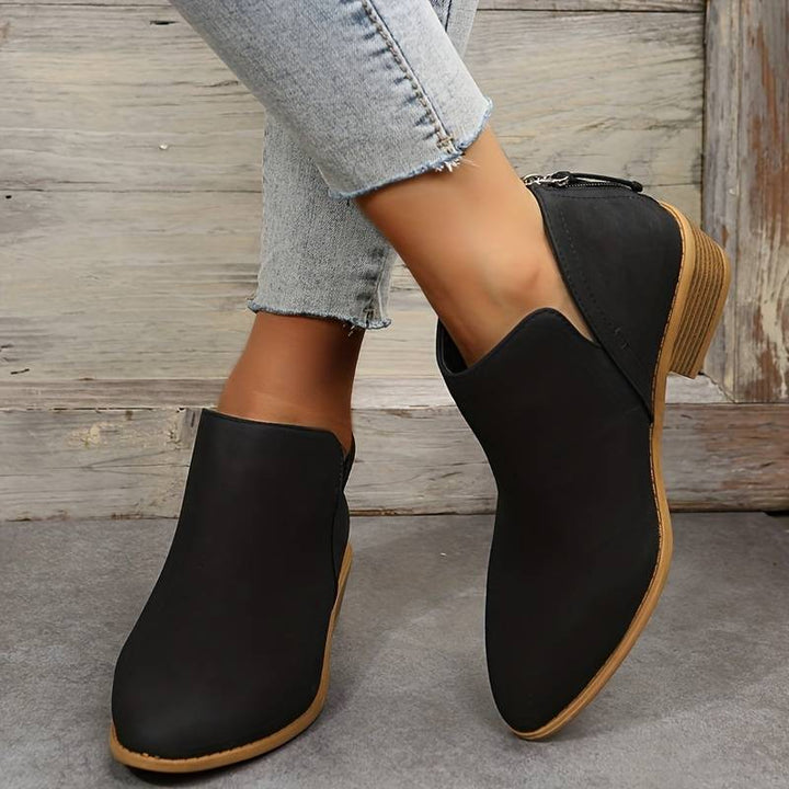 Beatrix | Black Strappy Heeled Boots — view 4
