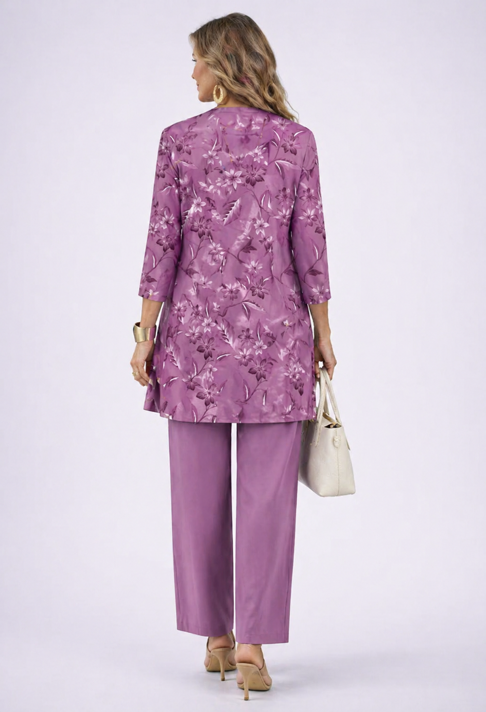 Pauline | Navy Micro Print Trouser Set — view 2