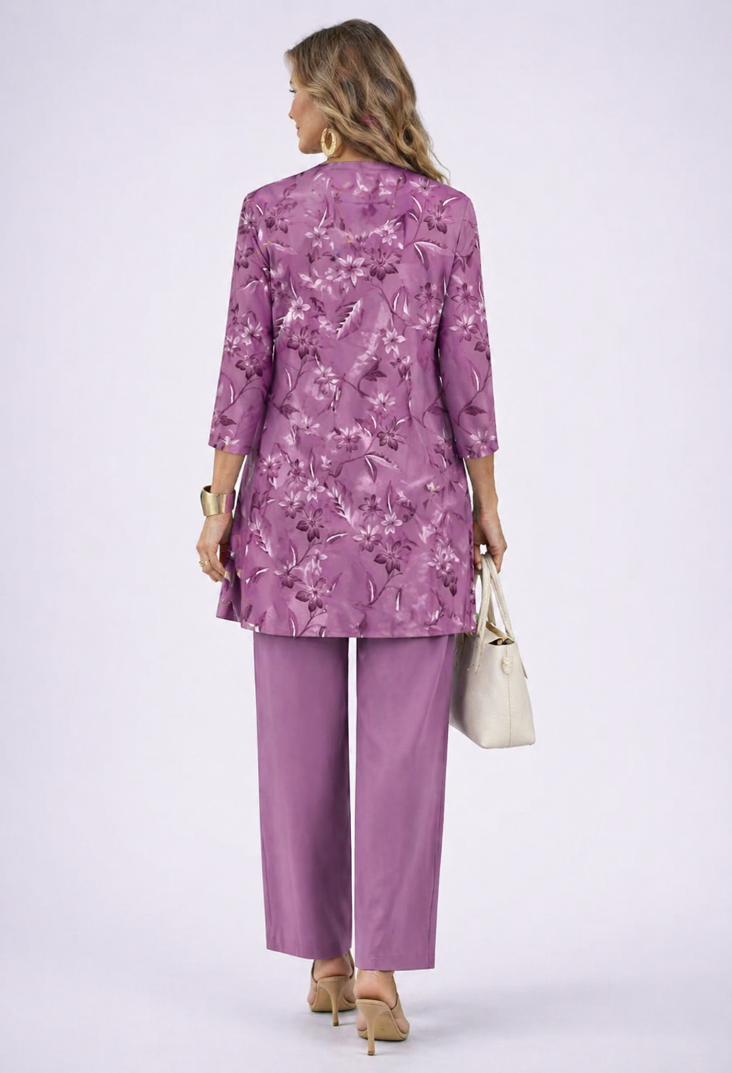 Pauline | Navy Micro Print Trouser Set — view 2