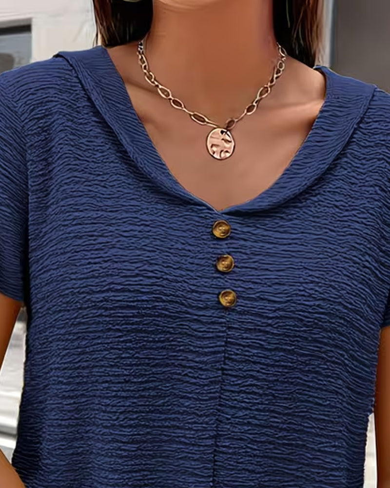 Barbara | Collar Tee with Buttons — view 8