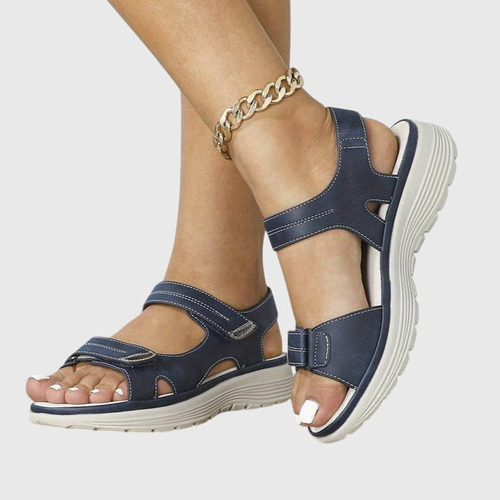 Casey | Beige Open Toe Block Sandals — view 2