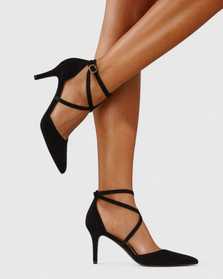 Carol | Black Strappy Stiletto Heels — view 2