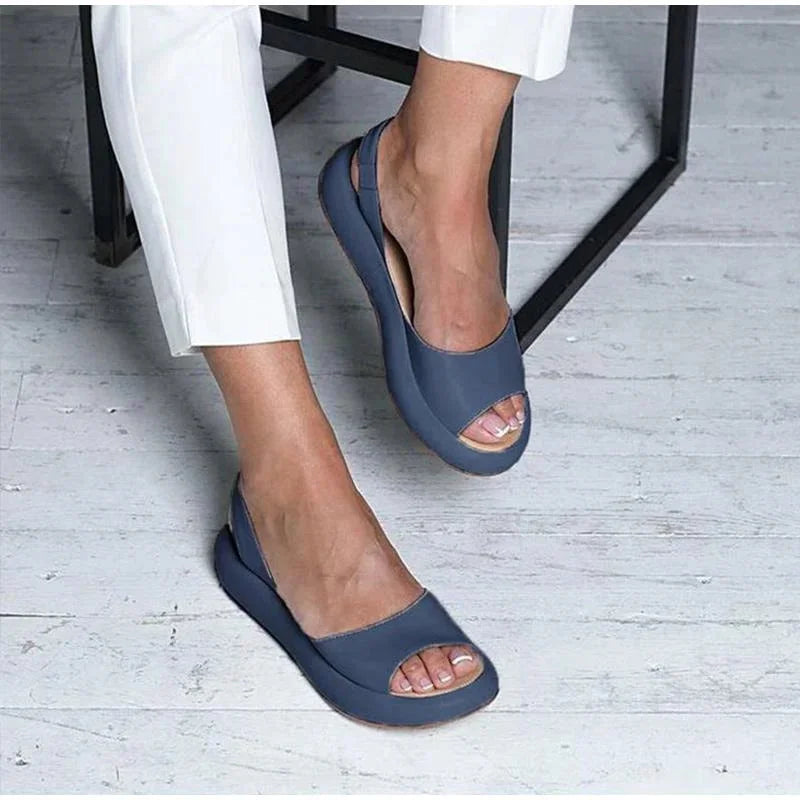 Gwen | Pink Open Toe Platform Flats — view 2