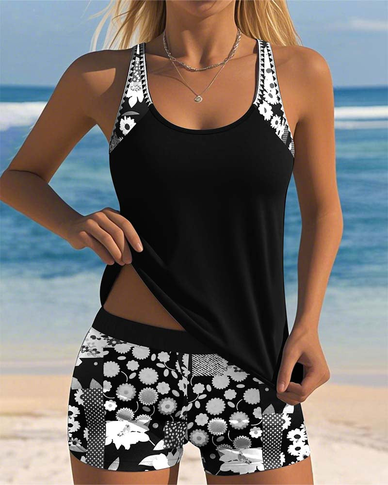 Nina | Purple Print Fashionable Swimwear Set — view 7
