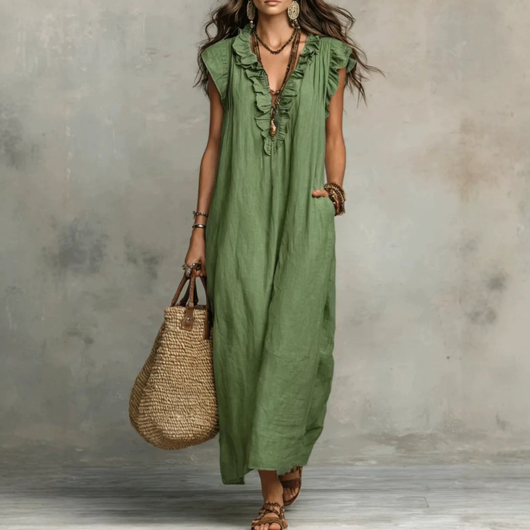 Ferngale | Green Relaxed Bohemian Maxi Dress