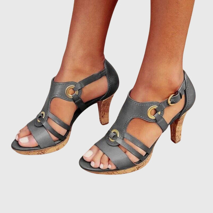 Carla | Taupe Low Block Heels — view 4