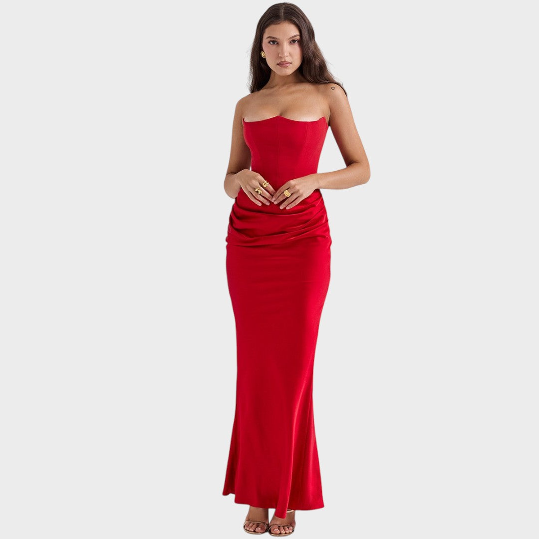 Flora | Satin Dress with Built-in Top