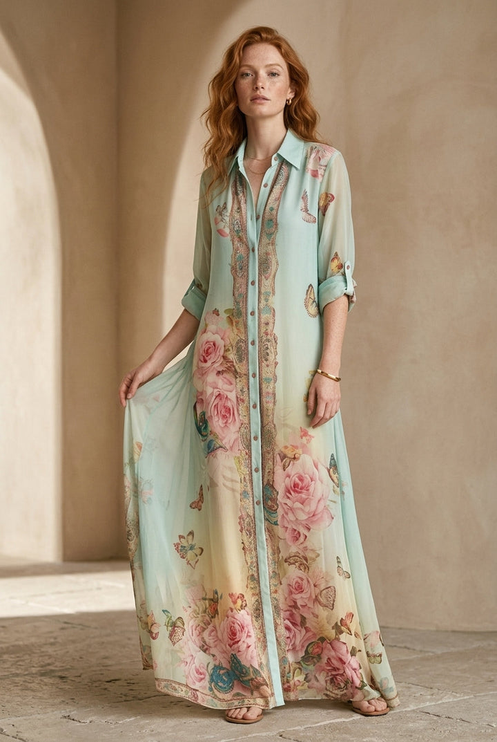 Lark | Mint Green Chiffon Maxi Dress — view 2