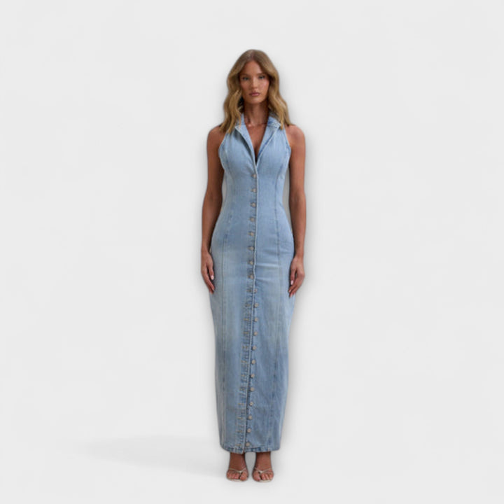 Lacey | Maxi denim dress with a light wash