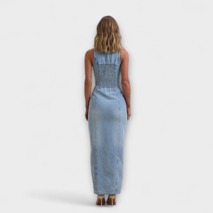 Lacey | Maxi denim dress with a light wash