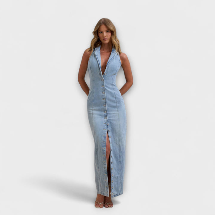 Lacey | Maxi denim dress with a light wash