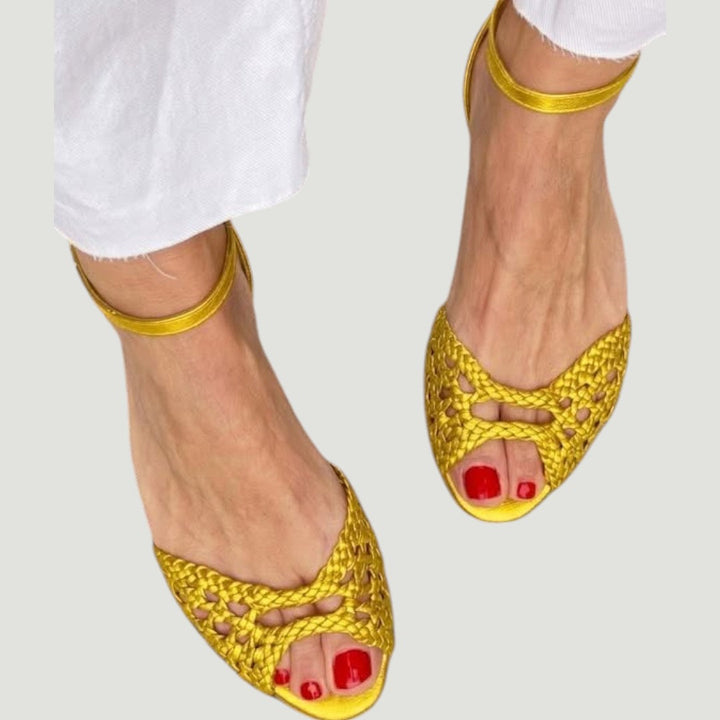 Isadora | Woven Golden Sandals