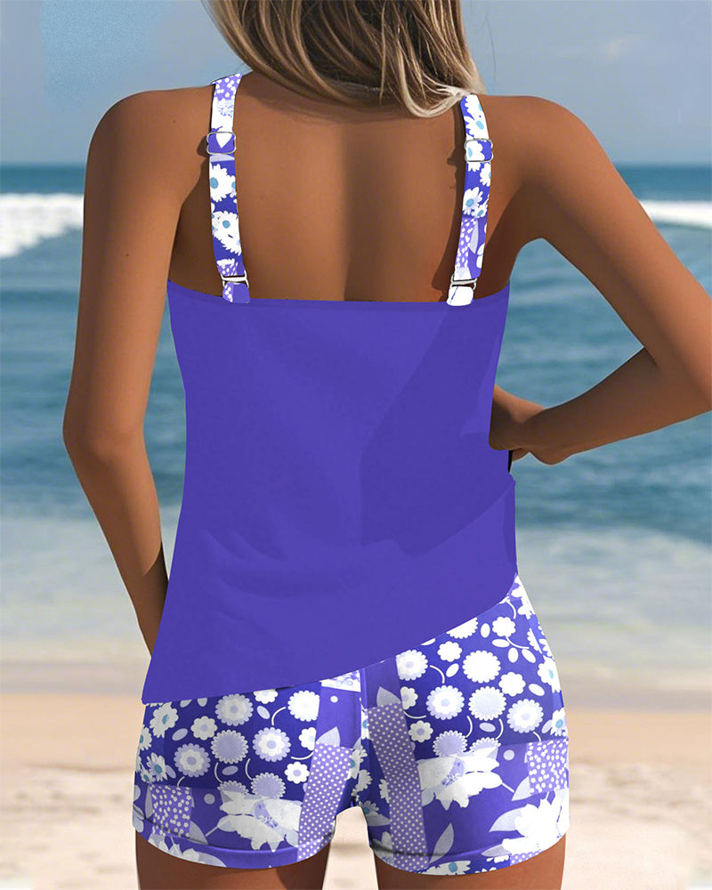 Nina | Purple Print Fashionable Swimwear Set — view 2