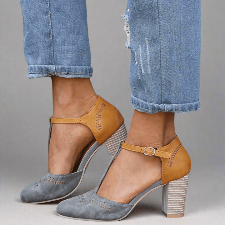 Eleni | Black Soft Sole Comfort Heels — view 2