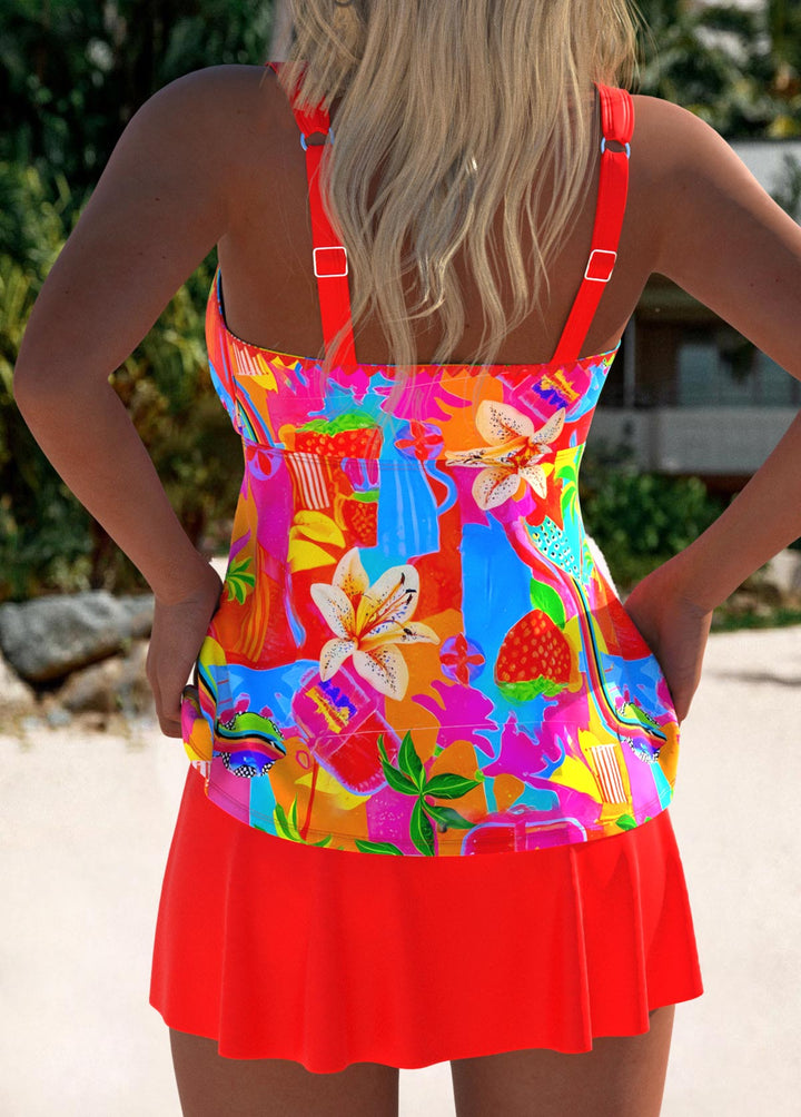 Eleanor | Coral Chic Floral Tankini Swim Dress — view 2