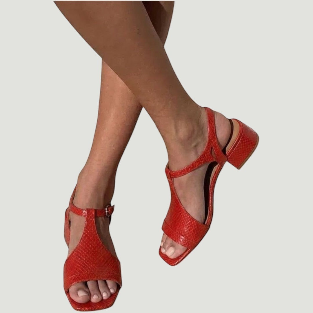 Serena | Metallic Block Heel Sandals