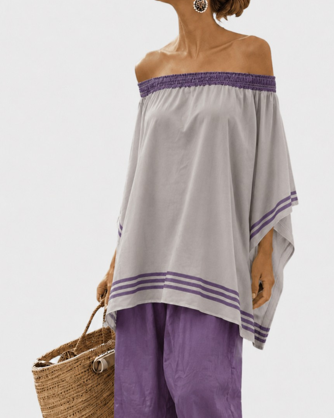 Zandrel | Purple Off-Shoulder Top Set — view 3