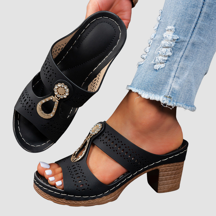 Linda | Grey Soft Knit Comfort Sandals — view 2