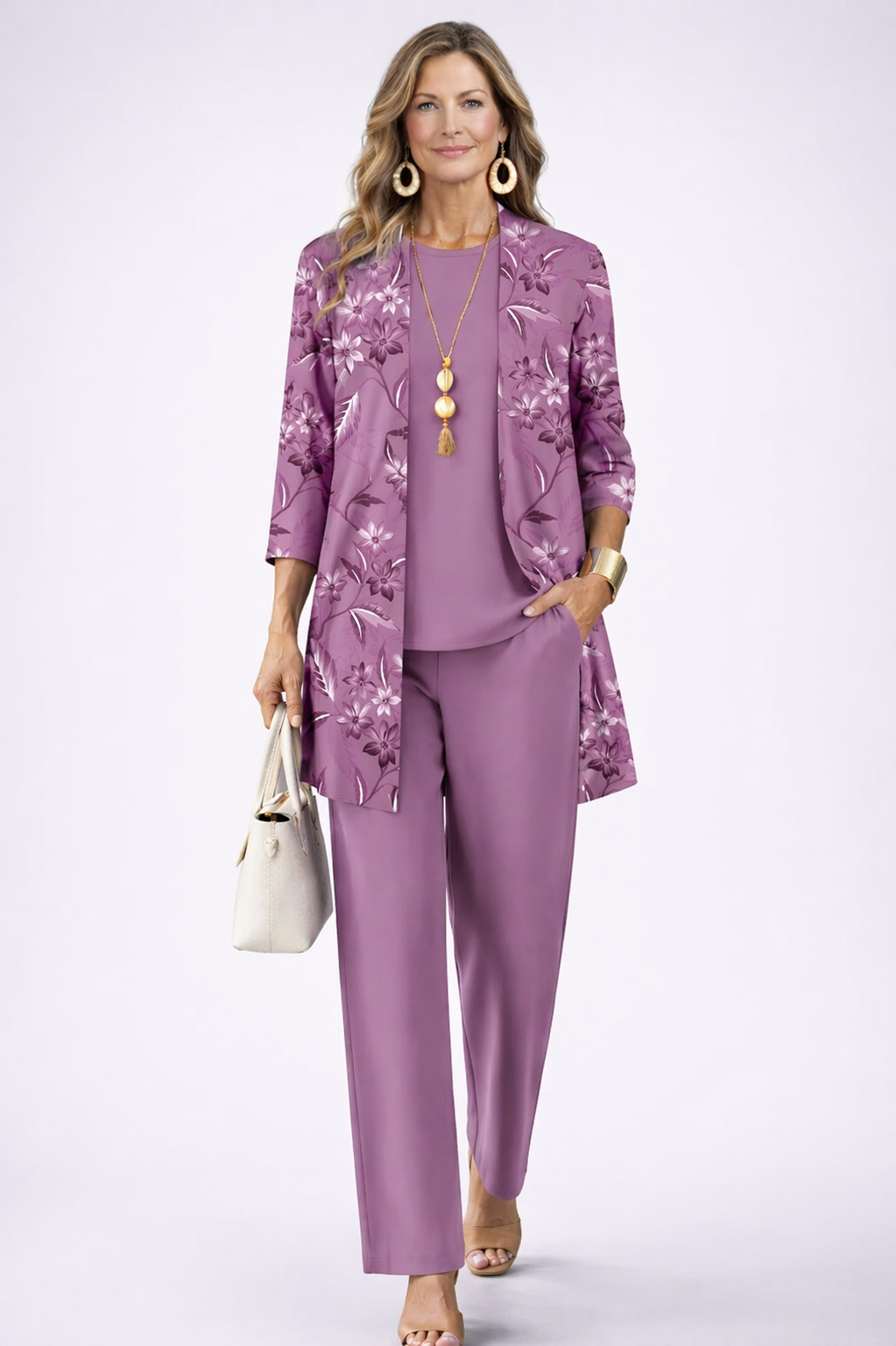 Pauline | Navy Micro Print Trouser Set