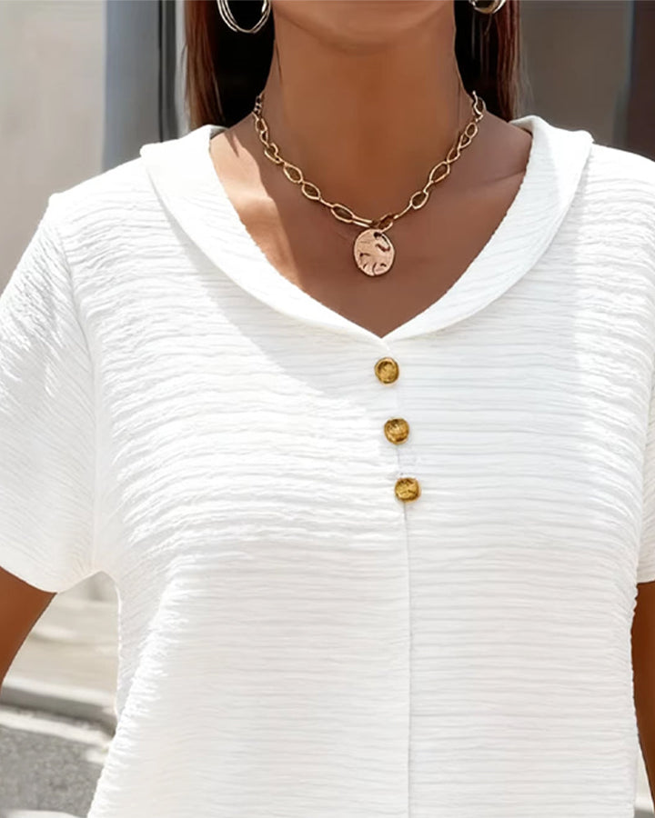 Barbara | Collar Tee with Buttons — view 11
