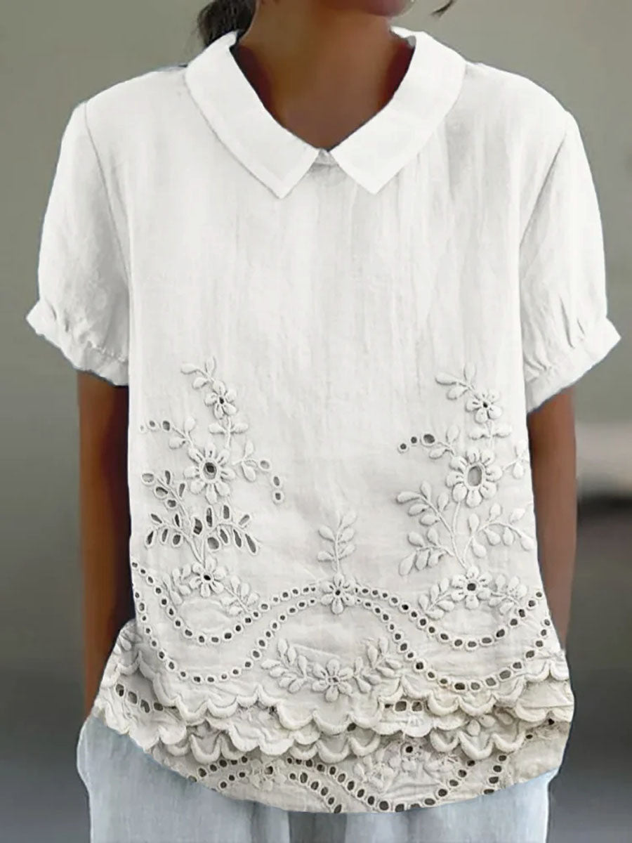 Lily | Pink Floral Embroidered Shirt — view 2