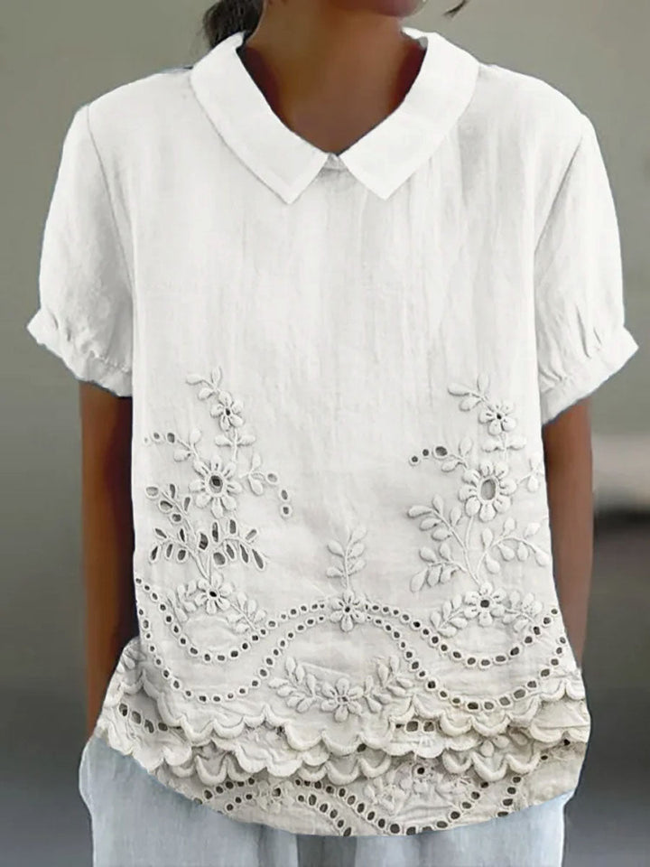 Lily | Pink Floral Embroidered Shirt — view 2