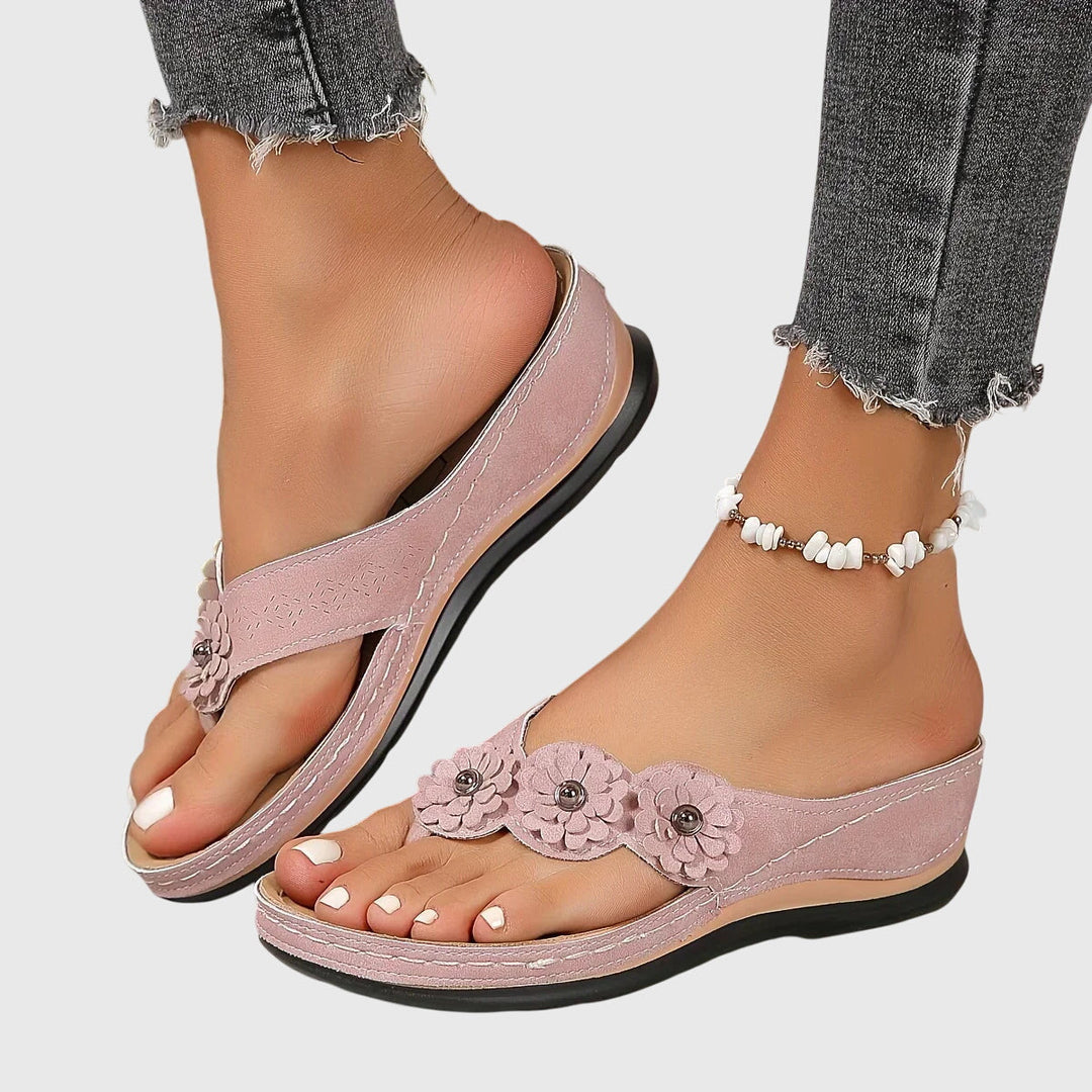 Alexis | Black Bow Detail Flip Flops — view 3