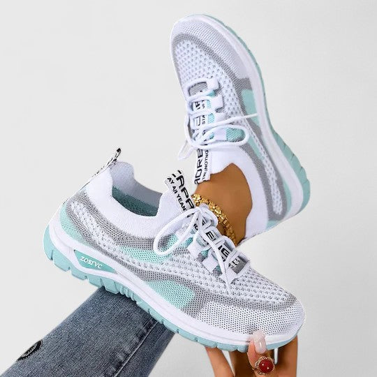 Koralyn | Beige Ankle Strap Block Sneakers — view 6