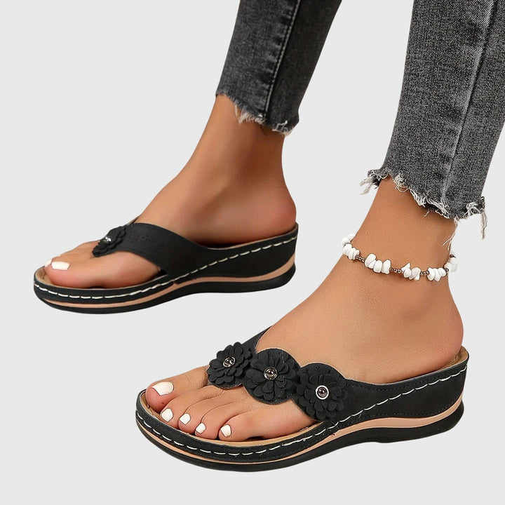Alexis | Black Bow Detail Flip Flops — view 5