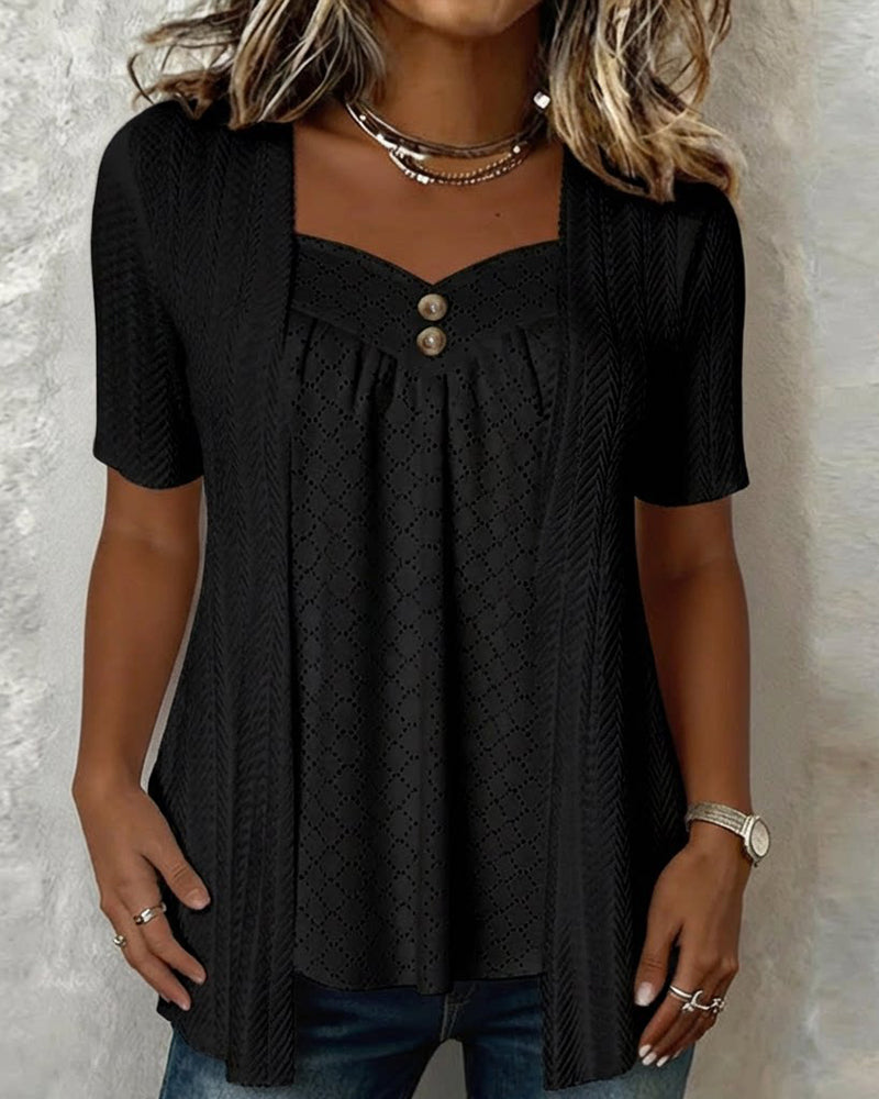 Carol | Layered Collar Patchwork Shirt — view 4