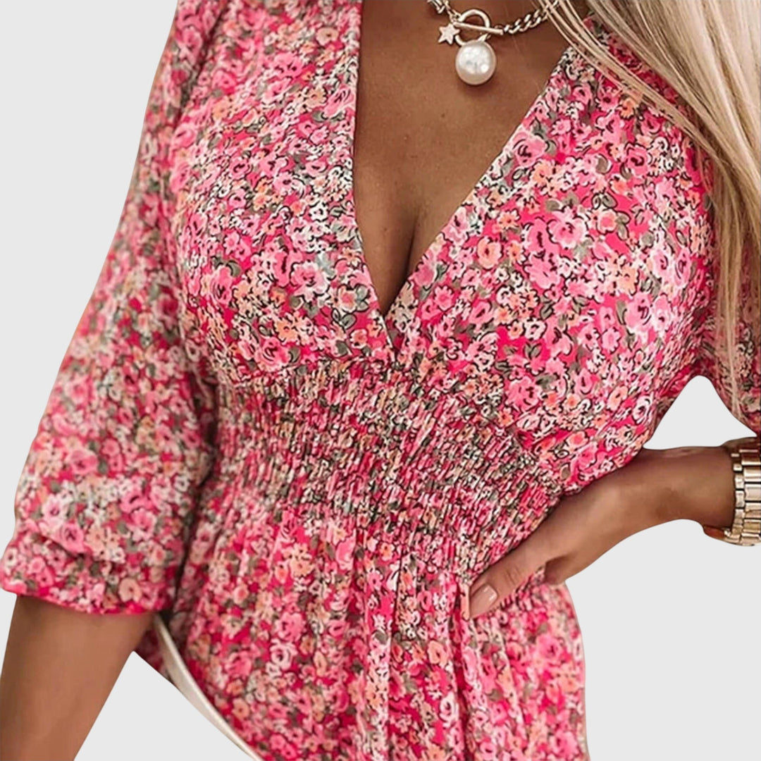 Elisa | Floral Puff Sleeve Dress — view 6