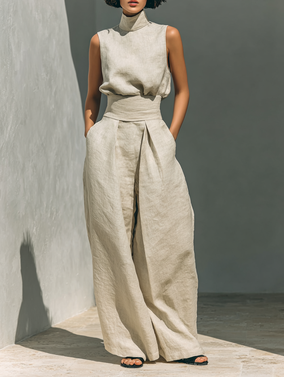 Chloe | Linen-Look Blouse Set