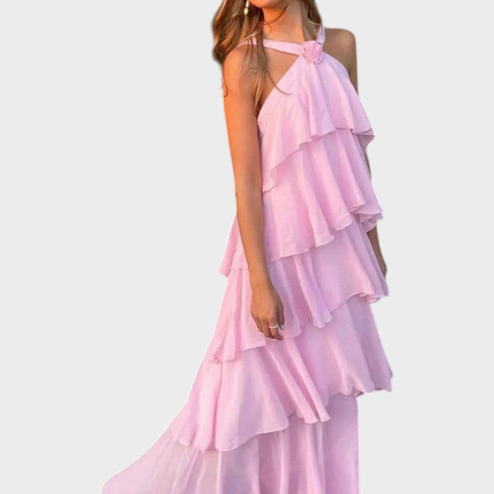 Aylet | Halterneck Ruffle Maxi Dress