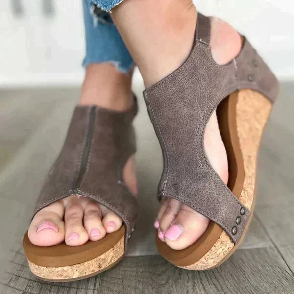 Mira | Brown Studded Platform Ankle Boots — view 3
