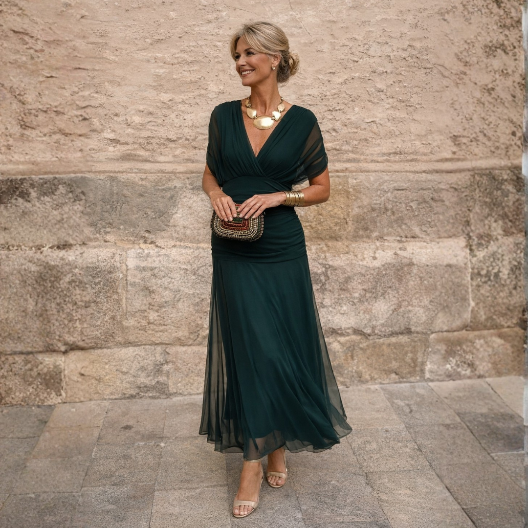 Morgan | Military Green Pleated Flow Dress