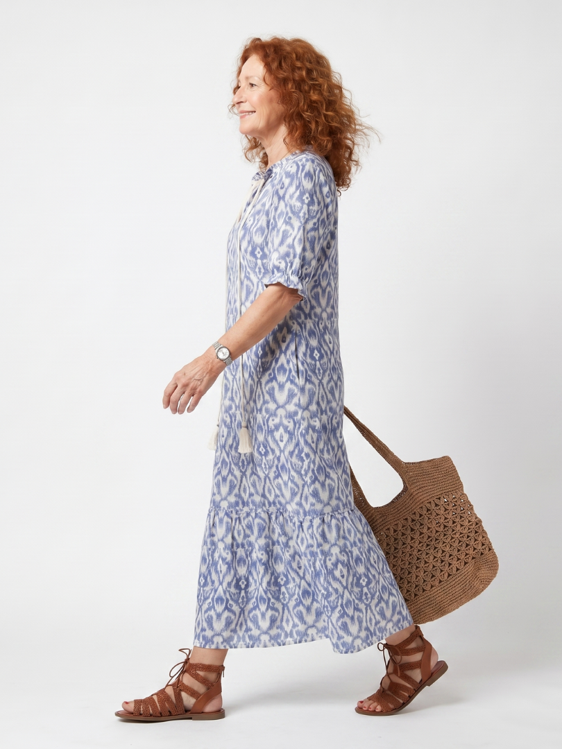 Ottoline | Tassel Tie Neck Printed Midi Dress — view 2