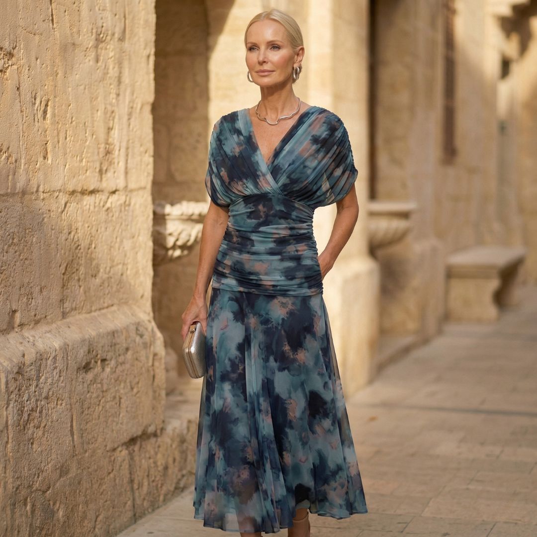 Luna | Watercolor Blue Flowing Dress