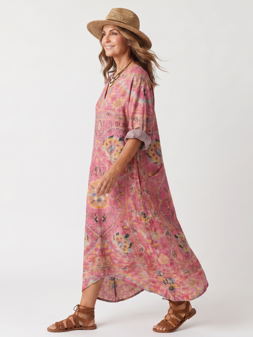 Tilda | Abstract Print Relaxed Pocket Midi Dress — view 2