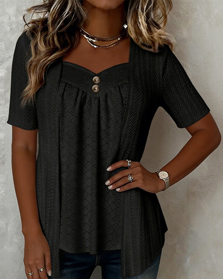 Carol | Layered Collar Patchwork Shirt — view 5
