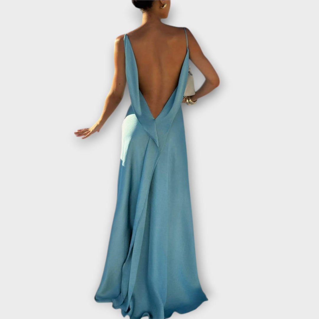 Hallie | Chic satin maxi dress with high slit