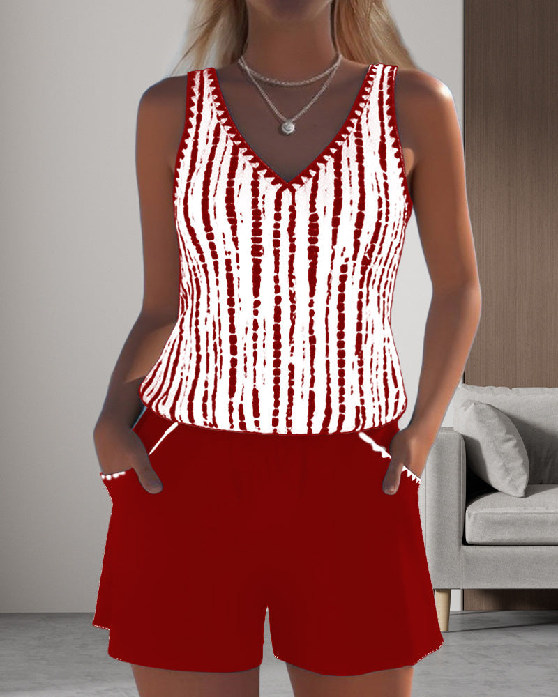 Mia | Casual Two Piece Printed V-Neck Swimsuit with Pockets — view 8