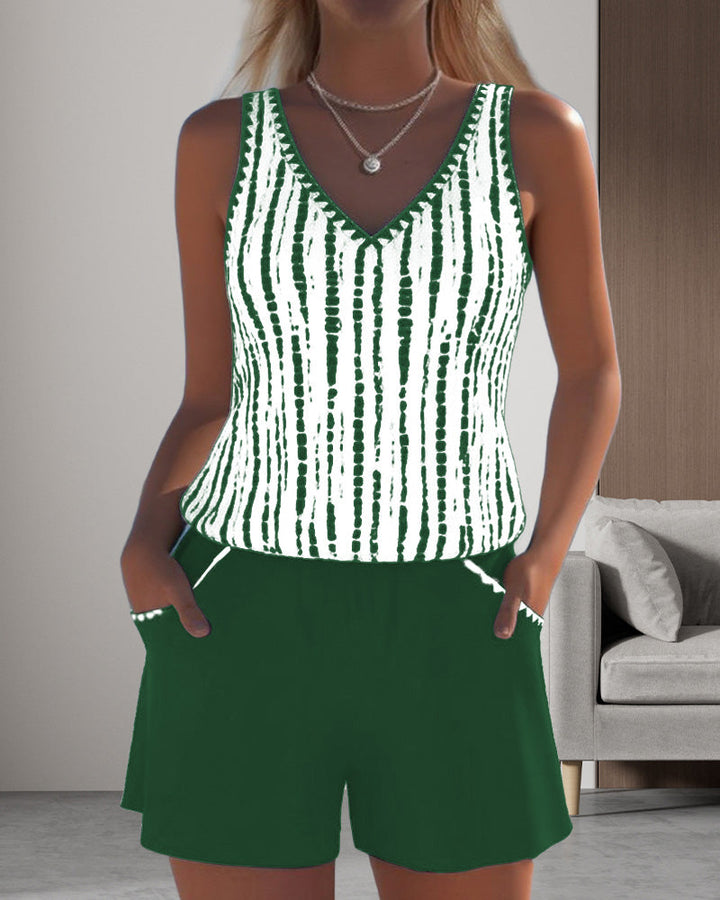 Mia | Casual Two Piece Printed V-Neck Swimsuit with Pockets — view 11