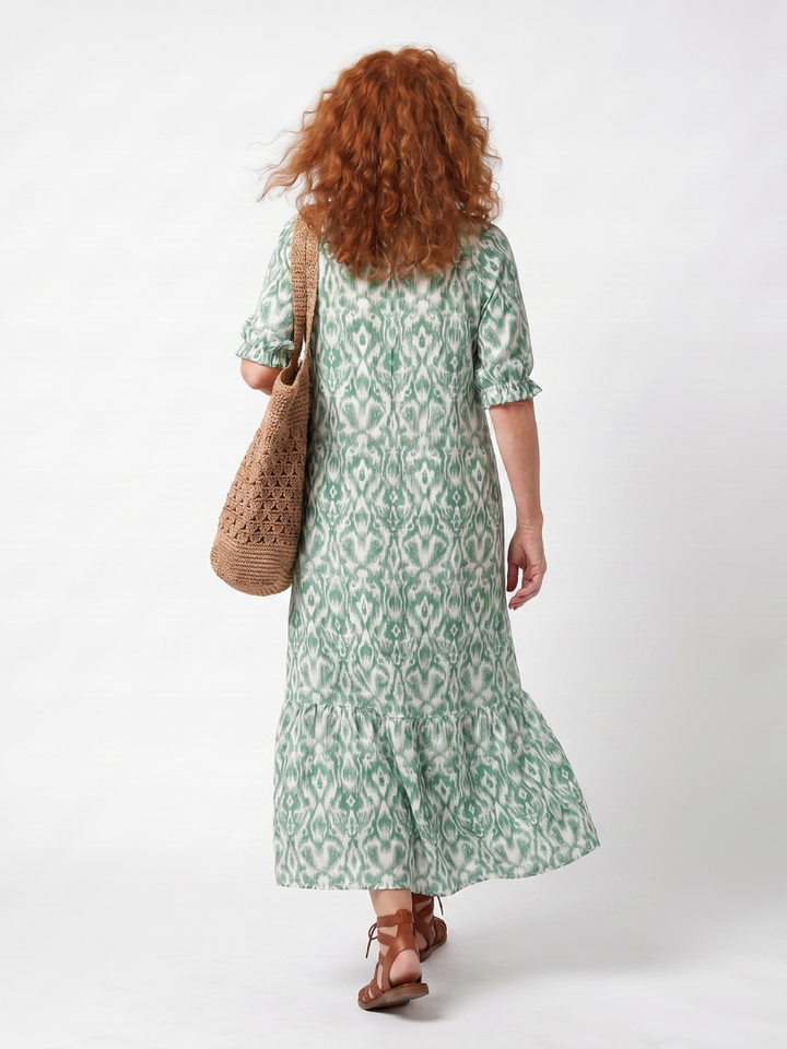 Ilara | Pattern V-Neck Tassel Midi Dress — view 4